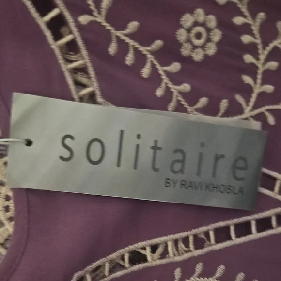 Solitaire Plum Tunic with Intricate White Embroidered Detailing - Picture 2 of 9